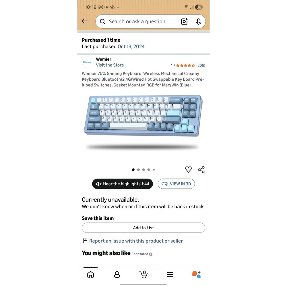 Womier SK71 75% Gaming Keyboard Wireless Bluetooth Wired RGB Blue Hot Swappable